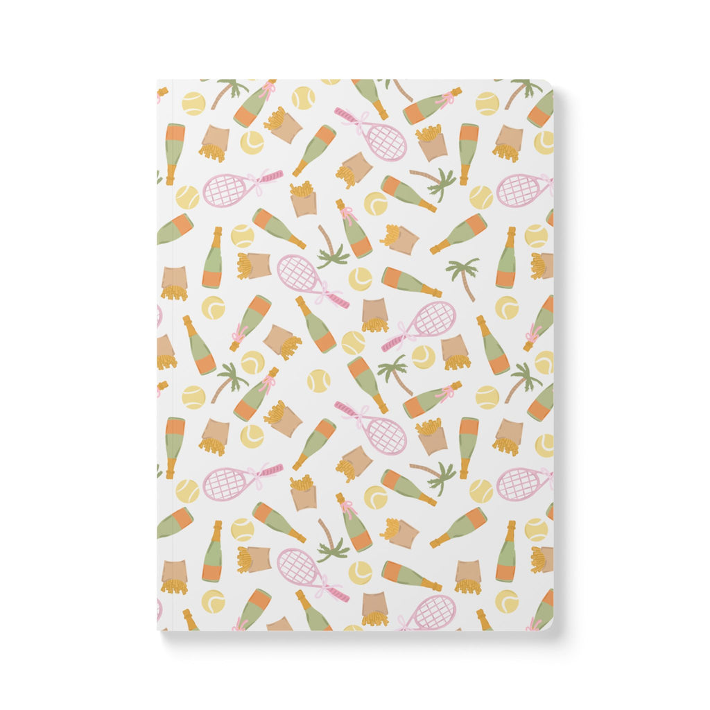 Fries, Fizz, And Forehands Soft Cover Notebook