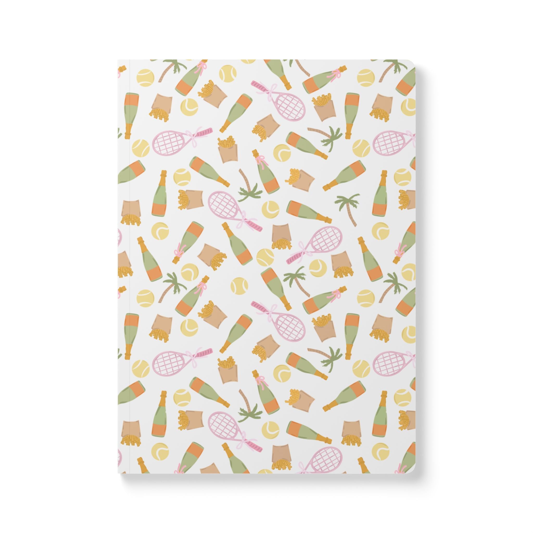 Fries, Fizz, And Forehands Soft Cover Notebook