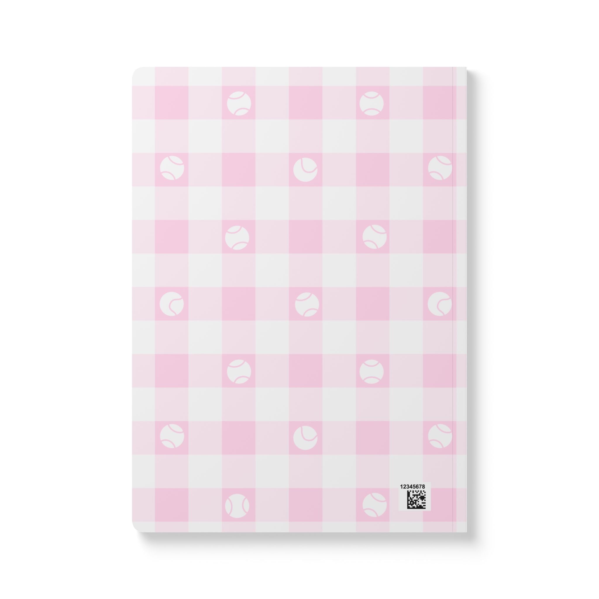 Pink Gingham Tennis Soft Cover Notebook