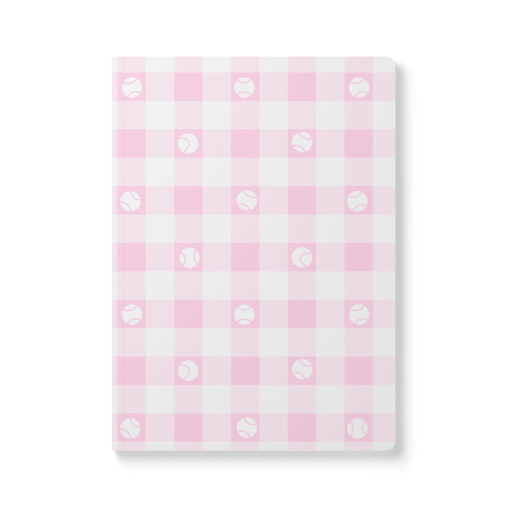 Pink Gingham Tennis Soft Cover Notebook