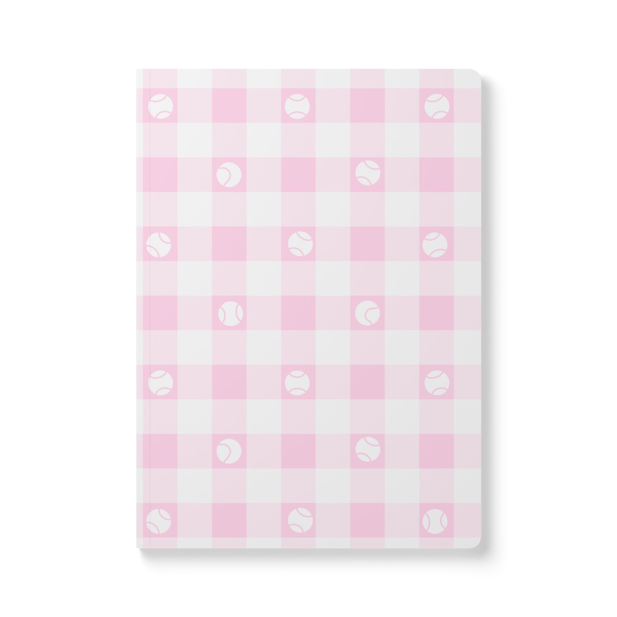 Pink Gingham Tennis Soft Cover Notebook