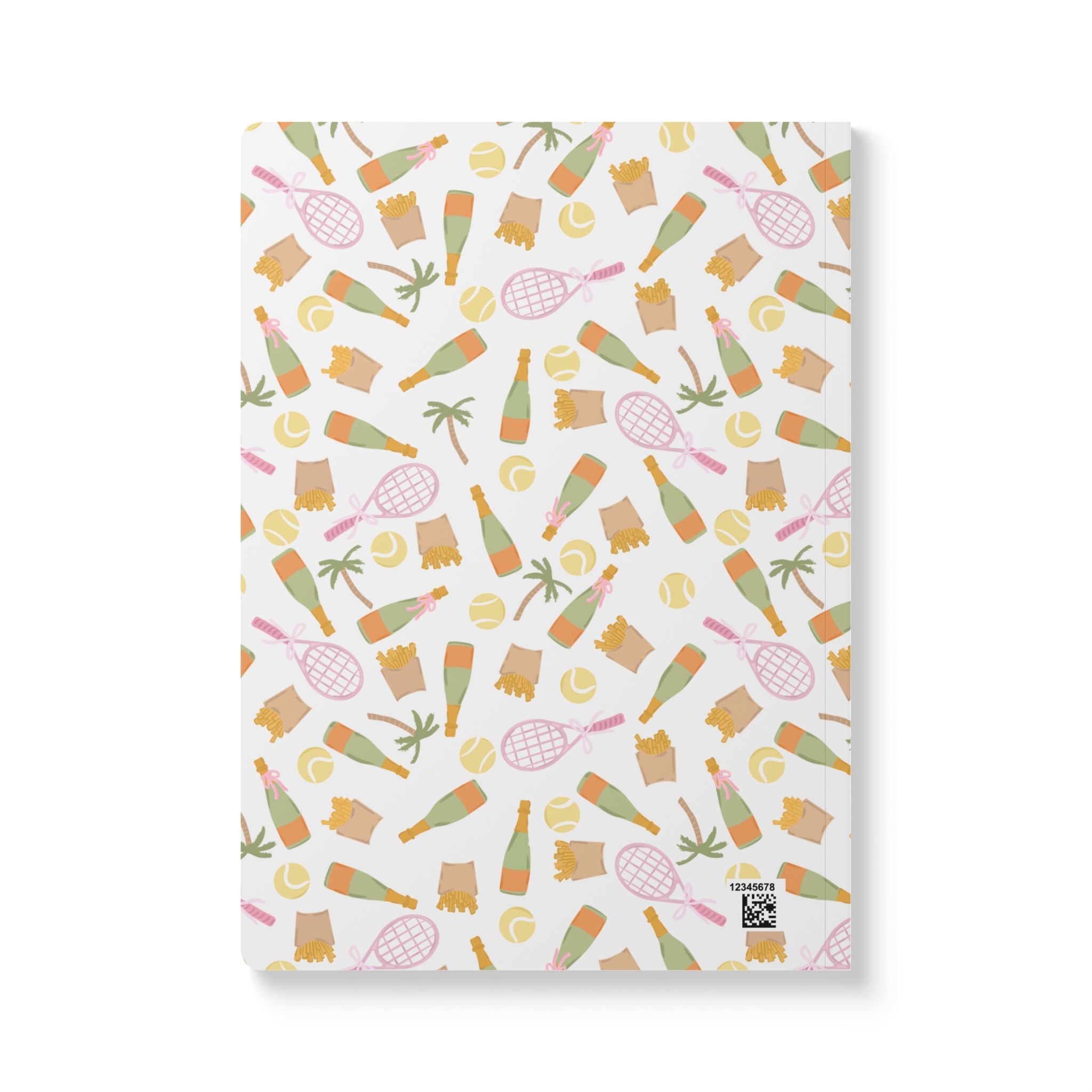Fries, Fizz, And Forehands Soft Cover Notebook